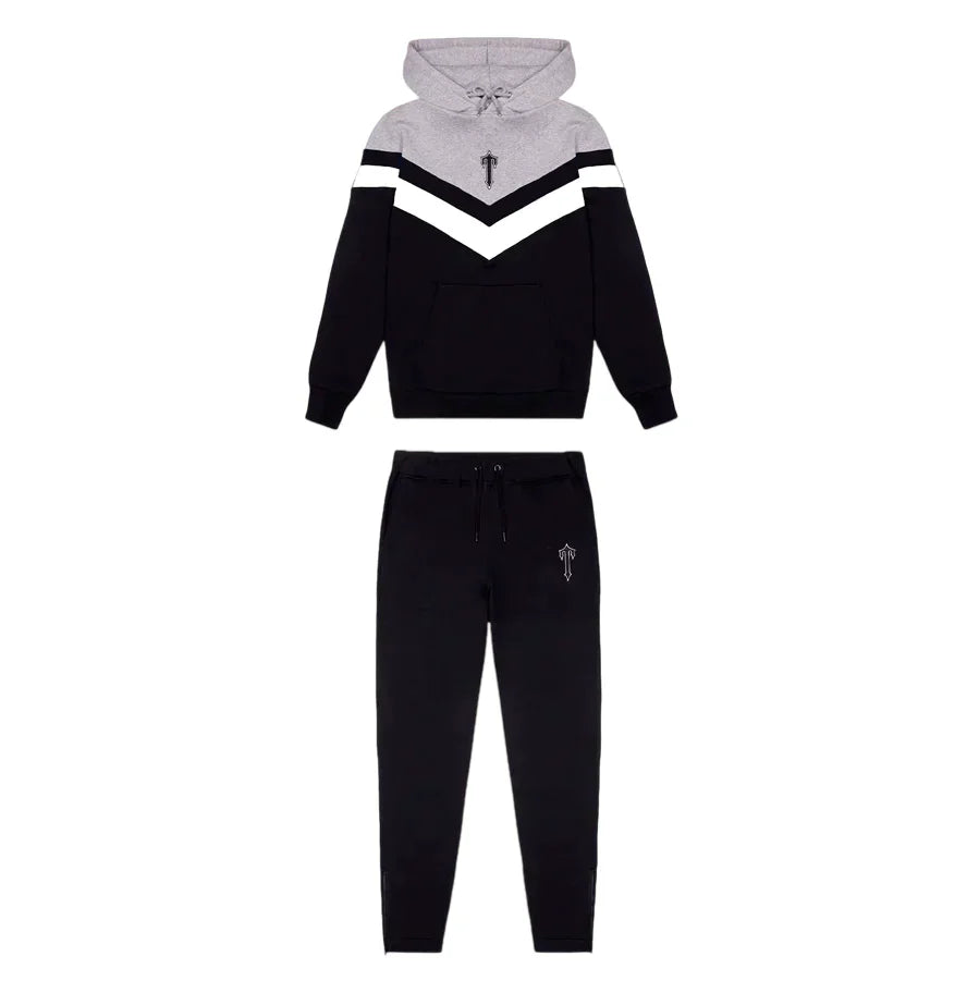 Trapstar V-Stripe Hooded Tracksuit - Grey / White / Black