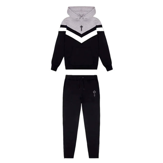 Trapstar V-Stripe Hooded Tracksuit - Gray / White / Black